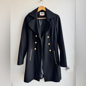 ONLY Black Wool Coat with Gold Accents